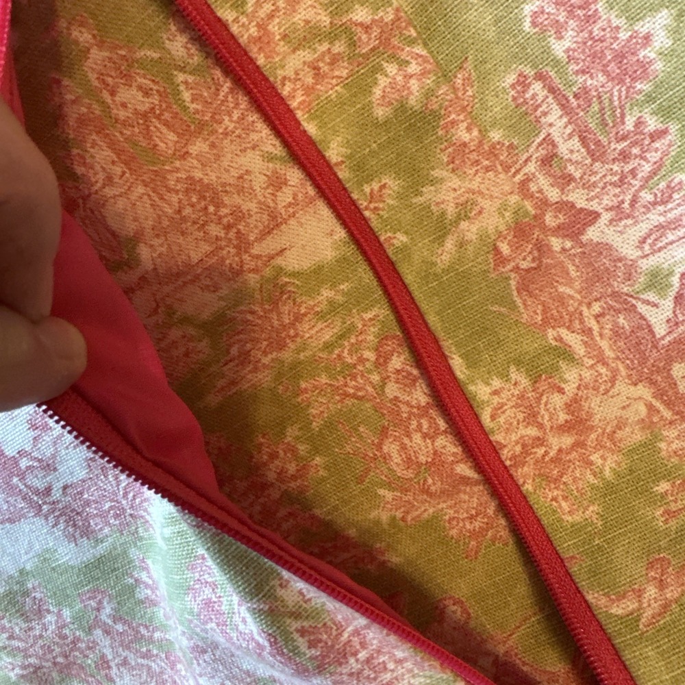 Ame & Lulu Boston Green Pink Toile Zip Up Tennis Racquet Bag With Pocket - Picture 7 of 14